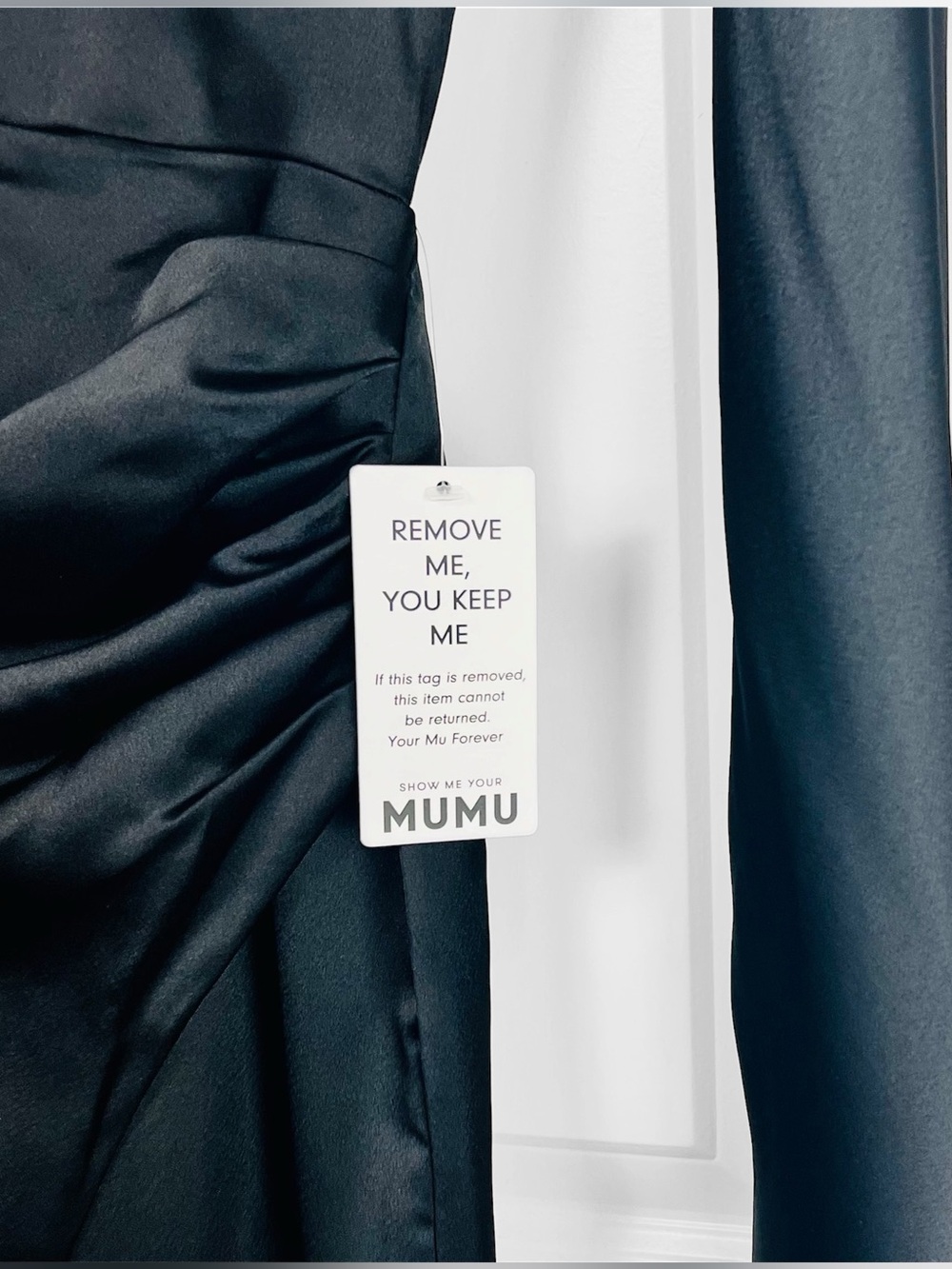 Show Me Your Mumu Jamie Maxi Dress Black Satin Off Shoulder Formal Gown Large L - Picture 5 of 8
